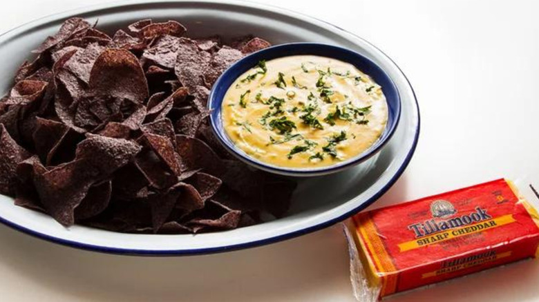 Queso dip with chips