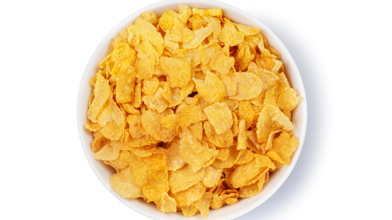 Bowl of Cornflakes on white