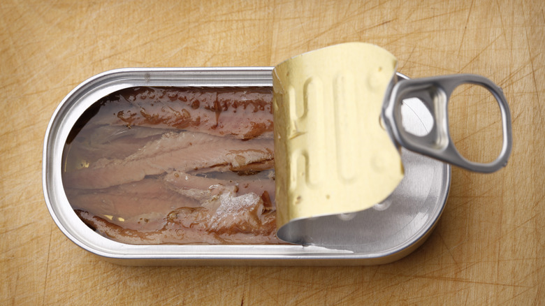 Tinned anchovies in oil