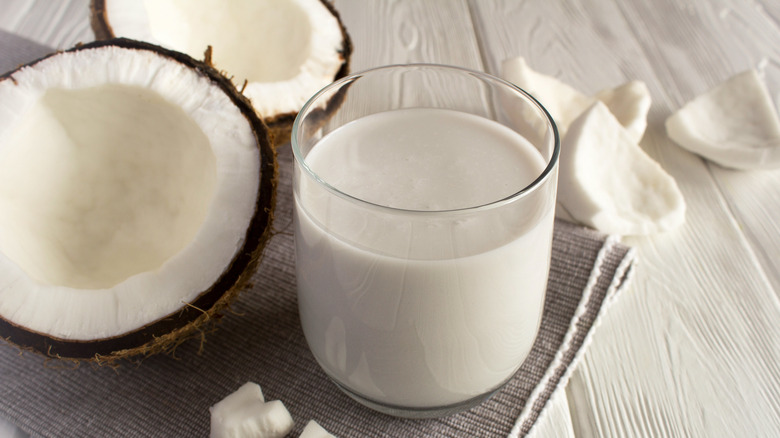 Coconut milk in a glass