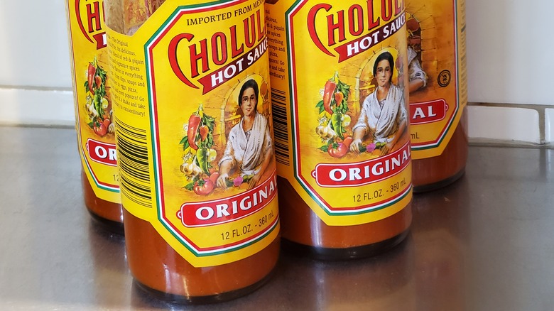 Bottles of Choula hot sauce