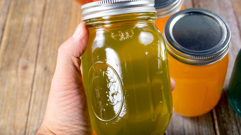 Pickling liquid in glass jar