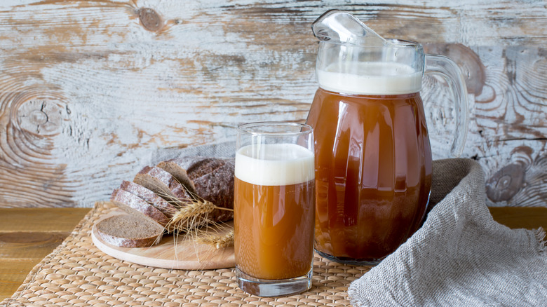 bubbly kvass with bread