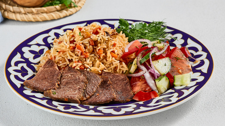 Rice with meat and vegetables 