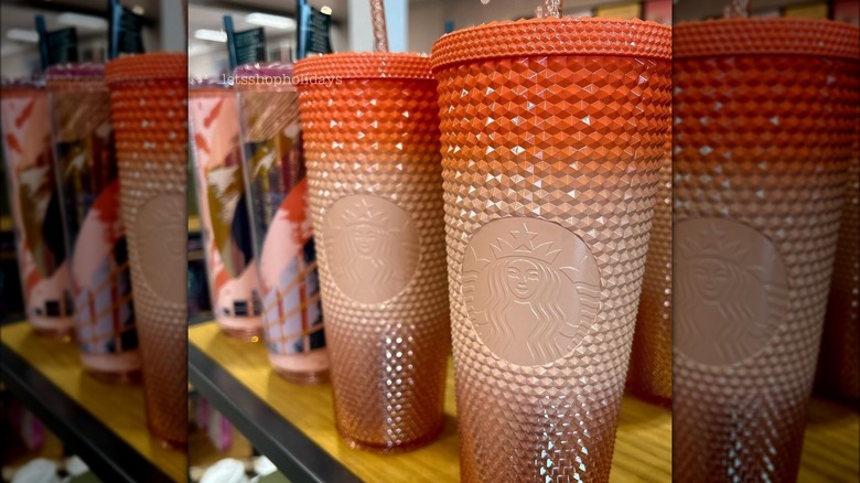 Starbucks peach gradient studded tumblers