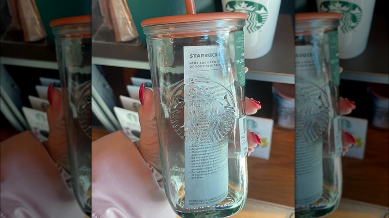 handheld Starbucks recycled glass tumbler