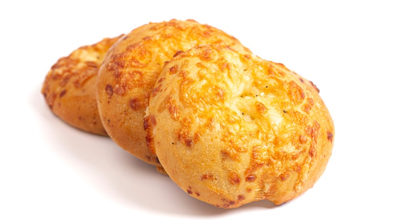 Asiago bagels on white background