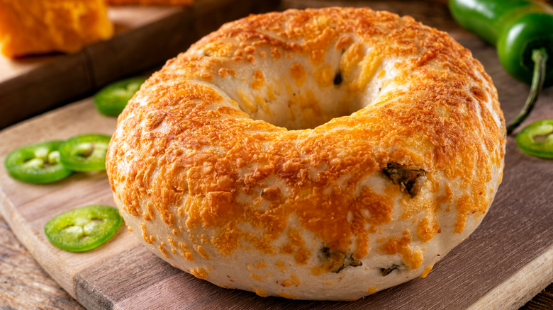 Cheddar and jalapeno bagel