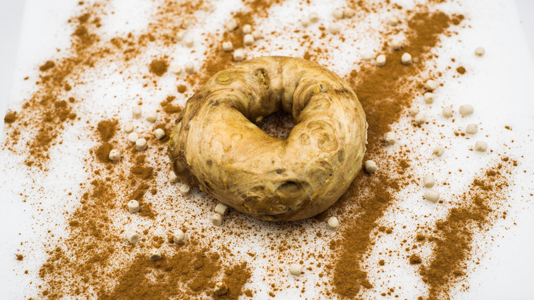 French toast bagel with cinnamon background