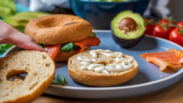 Gluten free bagel with toppings