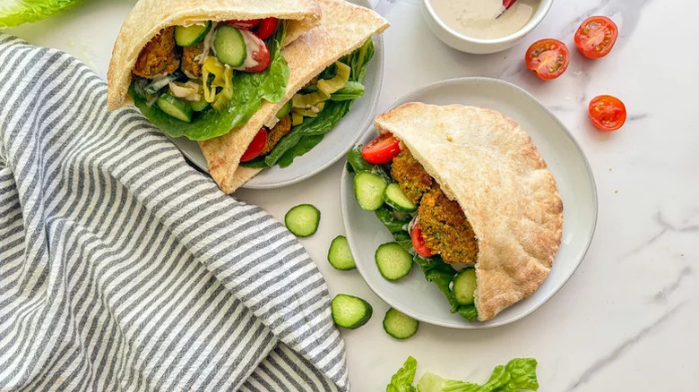 Red Lentil Falafel Pita Sandwich