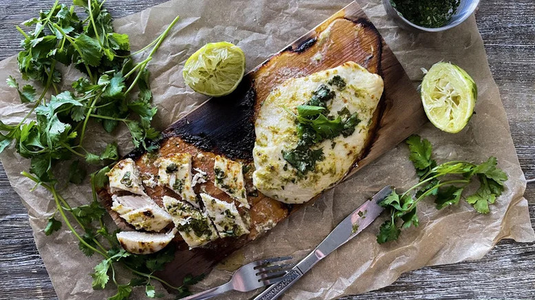 Plank-Roasted Cilantro Chicken