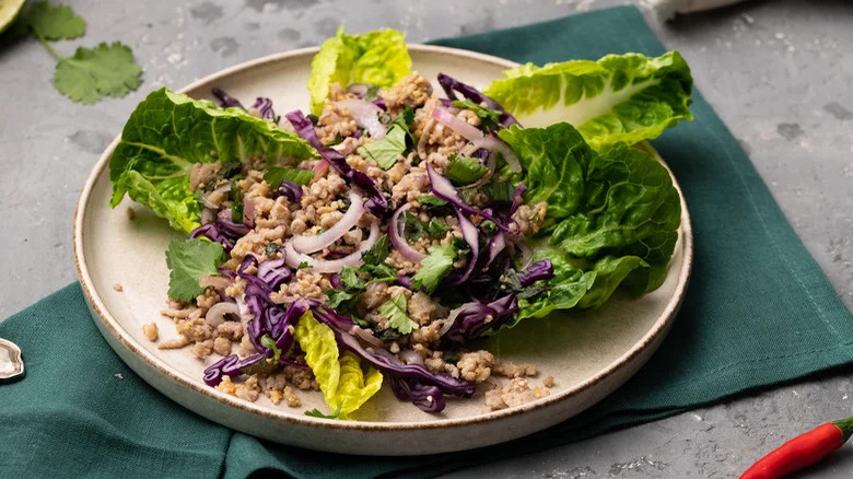 Thai pork larb on plate