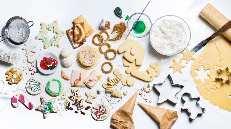 cookies with baking supplies