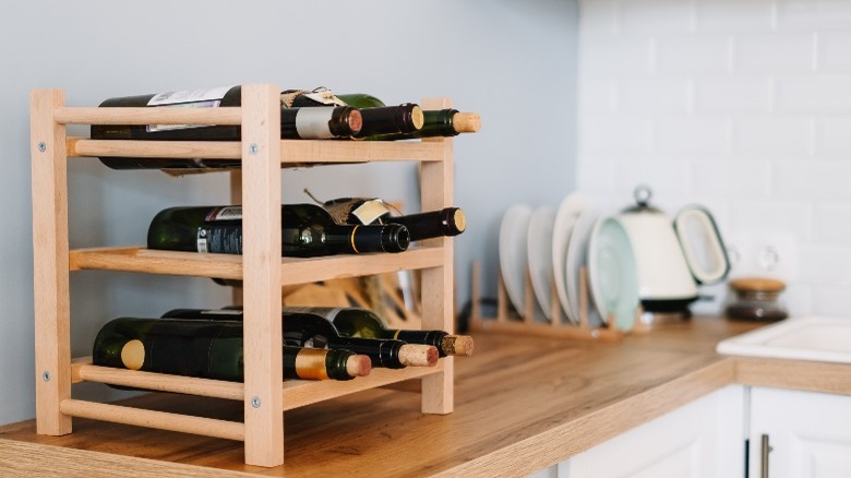 wine bottles on a countertop