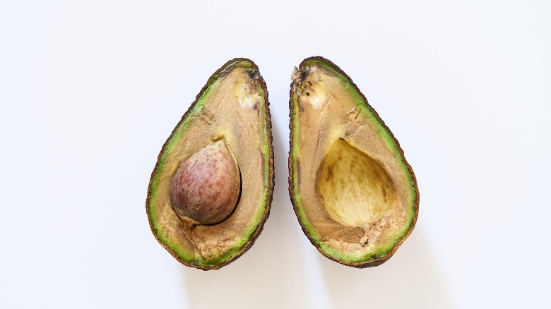 ovverripe avocado halved