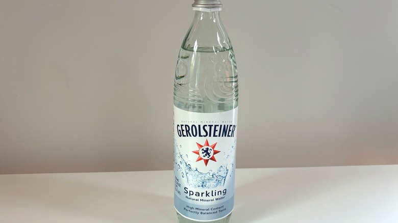gerolsteiner water bottle on table