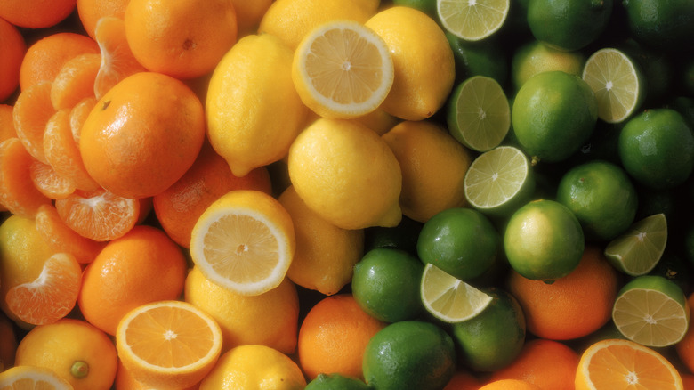 Citrus fruits lime lemon orange