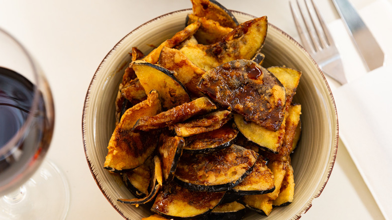 Fried eggplant with honey