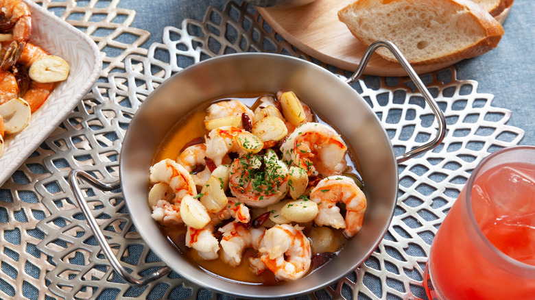 Spanish garlic shrimp tapa