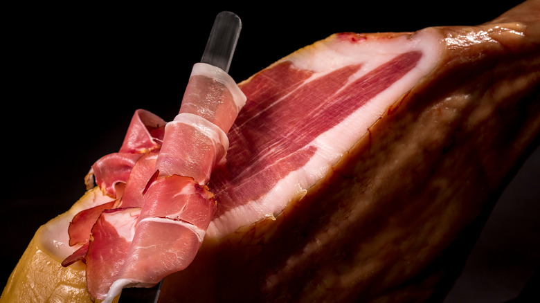 Thinly sliced jamon iberico