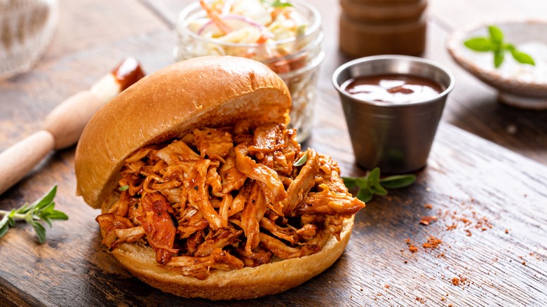 Brioche bun with pulled pork 