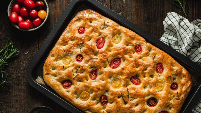 Focaccia bread with tomatoes