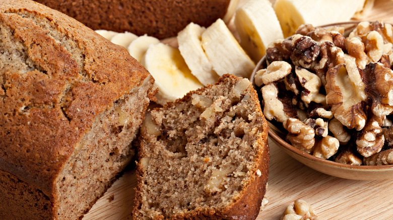 Banana bread on platter