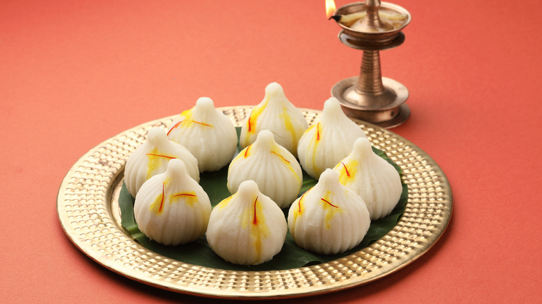 modak with saffron on a plate 