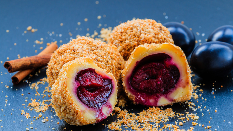 plum dumplings with topping