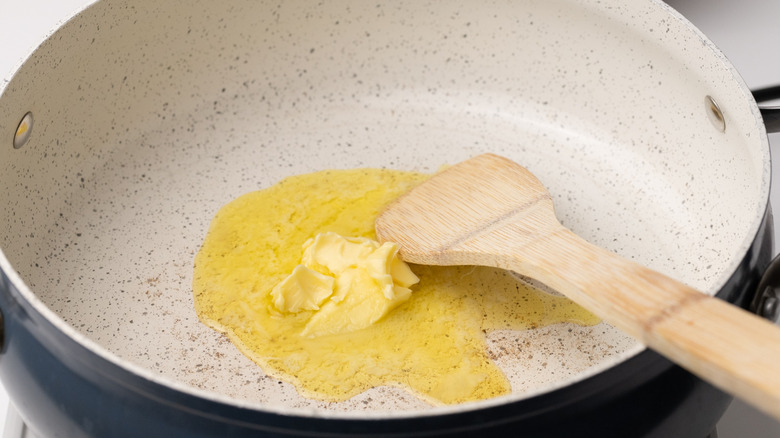 melting butter in a pan