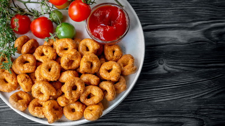 fried tortellini with red dipping sauce