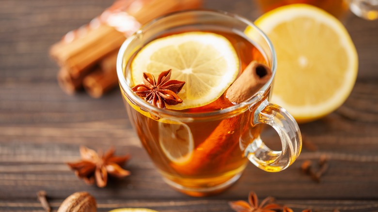 Hot toddy in a glass mug