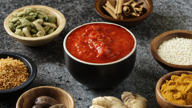 harissa surrounded by african spices