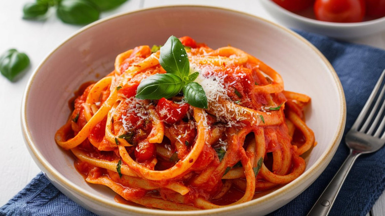 pasta al pomodoro with basil and parmesan