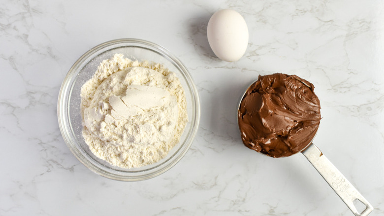 nutella cookie ingredients on counter 