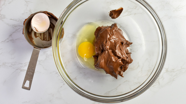 egg and nutella in bowl