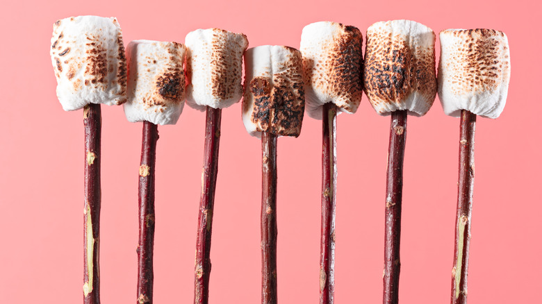 roasted marshmallows on stick skewers