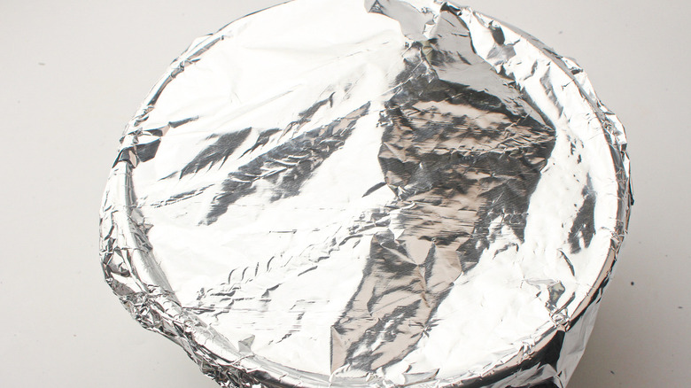 bowl with aluminum foil cover