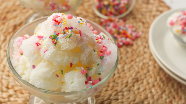 garnished snow cream in cup