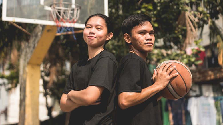 Filipino inner-city youths, playing ball