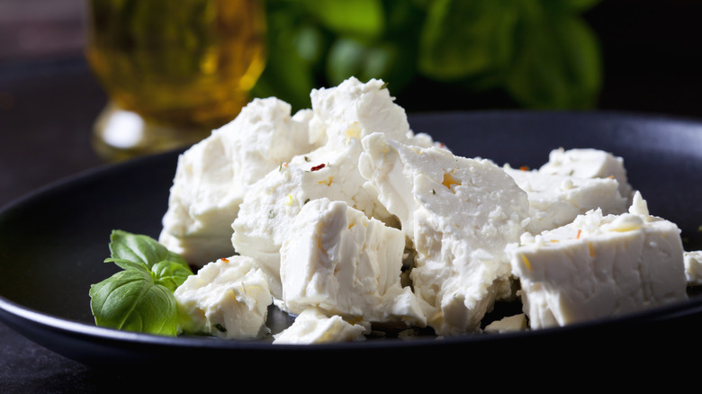 A plate of feta cheese