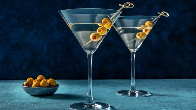 Martinis in V-shaped glasses