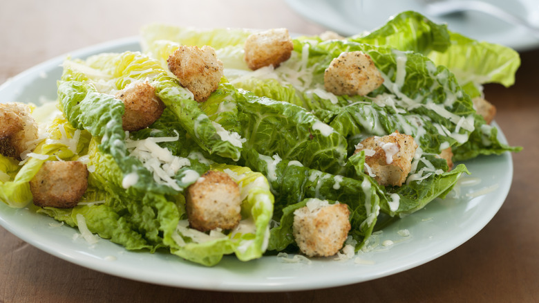 Plated of Caesar salad