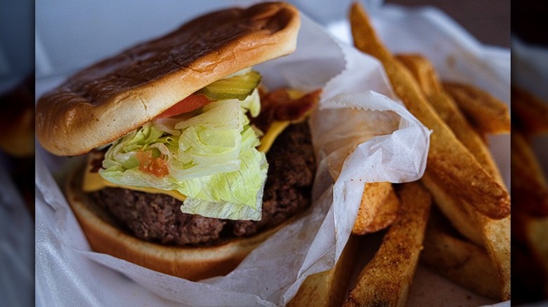 Sparkles cheeseburger with fries