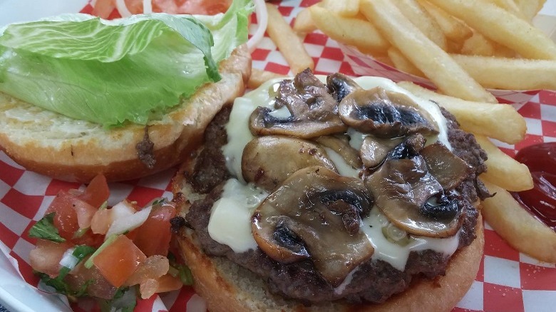 Custom cheeseburger with mushrooms