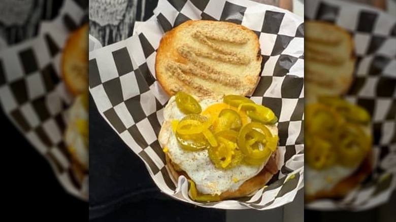 Chong Burger served in tray