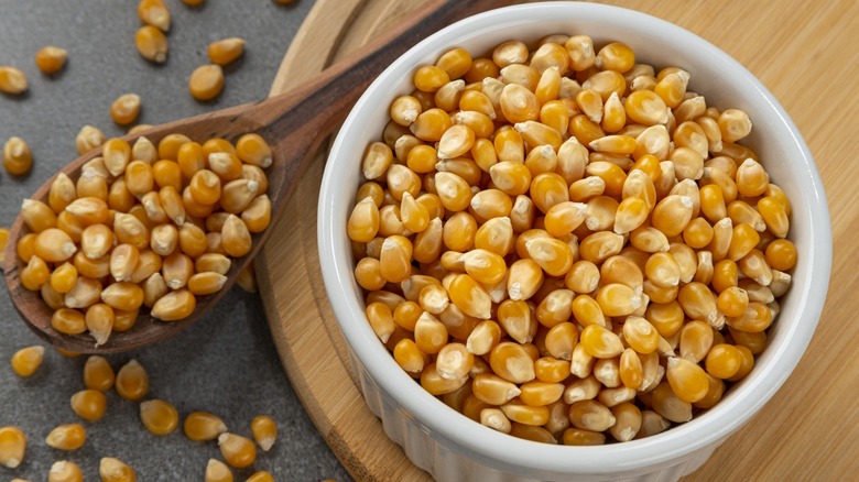 Bowl of popcorn kernels