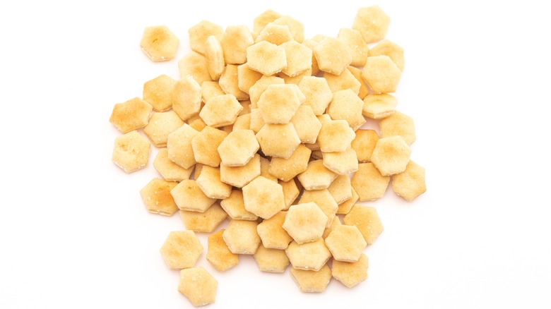 Oyster crackers on white background