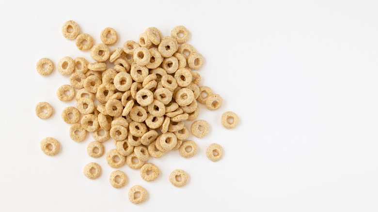 Cheerios on white background